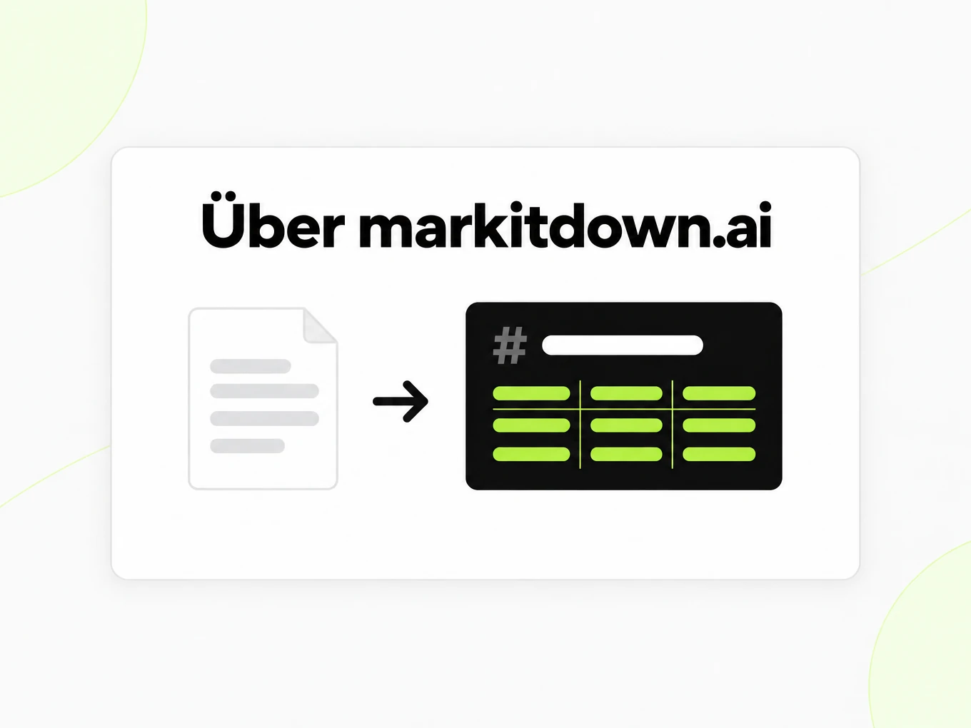 Über markitdown.ai: eine Dokumentseite wird zu einem Markdown-Fenster