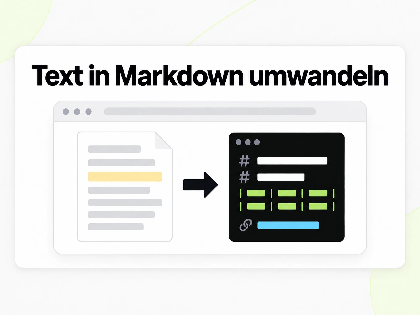 Text in Markdown umwandeln: Browserfenster wandelt ein Dokument direkt zu Markdown um