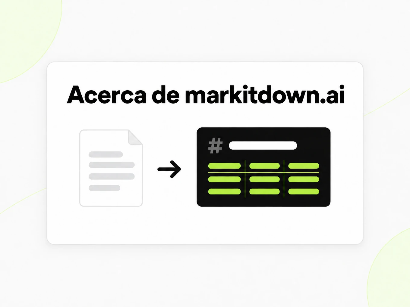 Acerca de markitdown.ai mostrando un documento convertido en Markdown