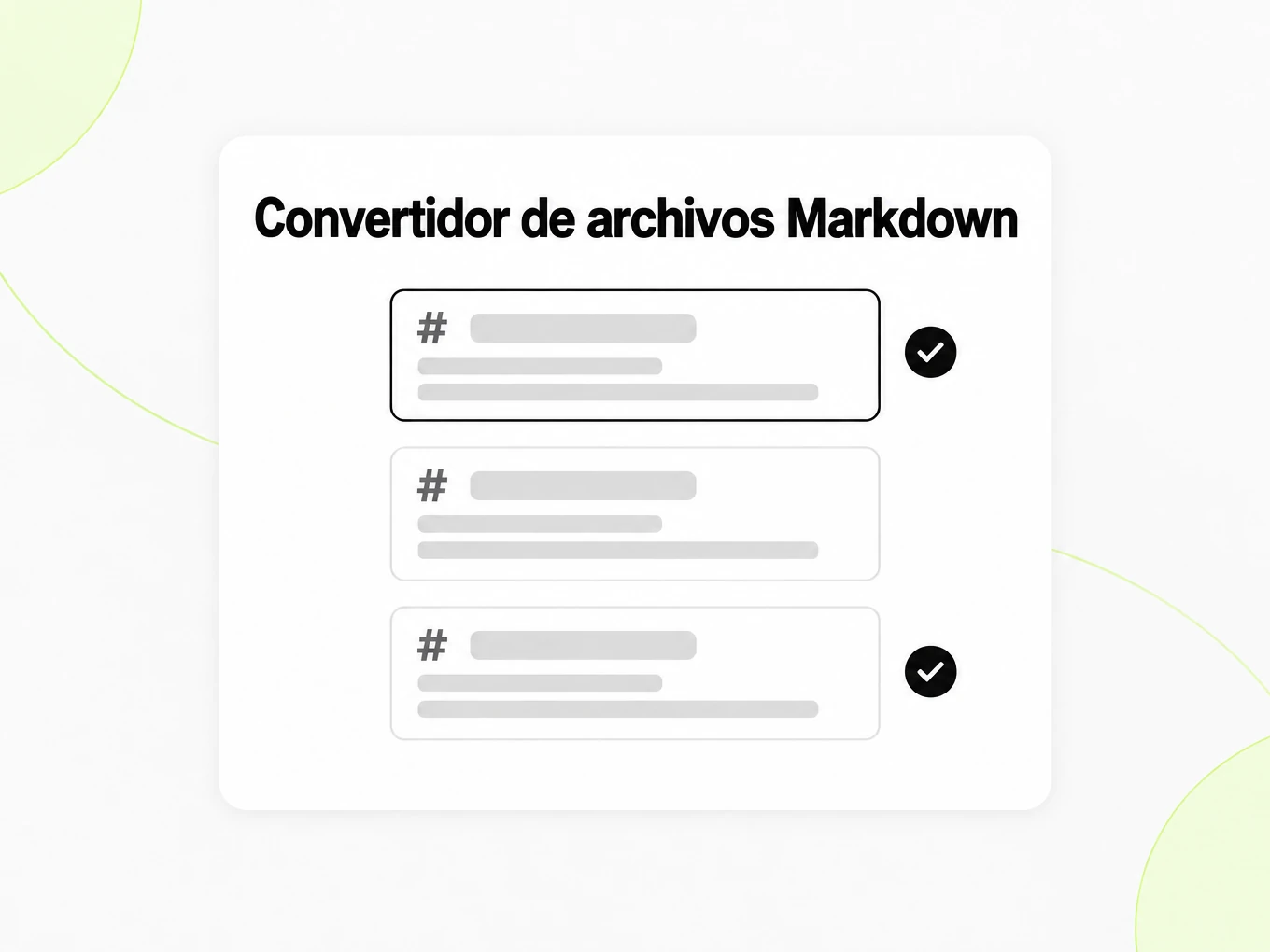 Convertidor de archivos Markdown con tarjetas de archivos Markdown y marcas de verificación