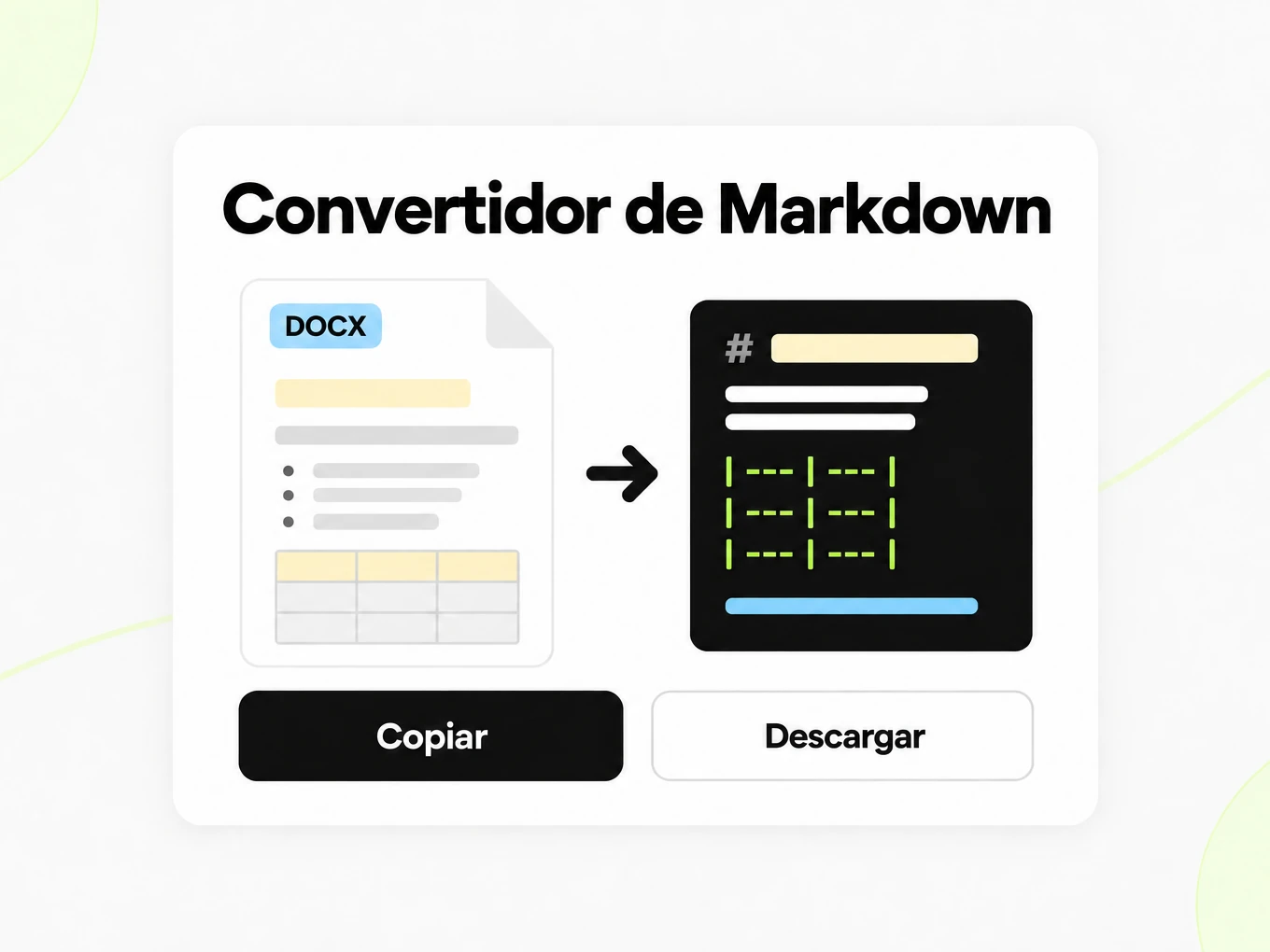 Convertidor de Markdown convirtiendo un documento DOCX en Markdown