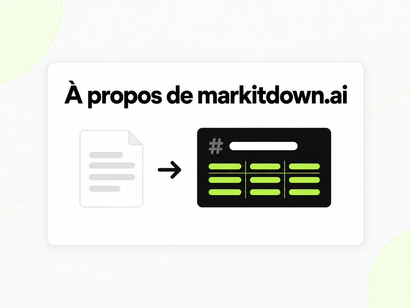 À propos de markitdown.ai : page de document devenant une fenêtre Markdown