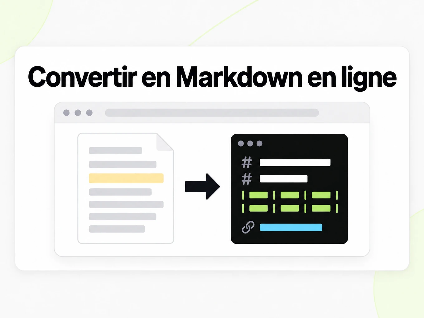 Convertir en Markdown en ligne : fenêtre de navigateur convertissant un document en Markdown
