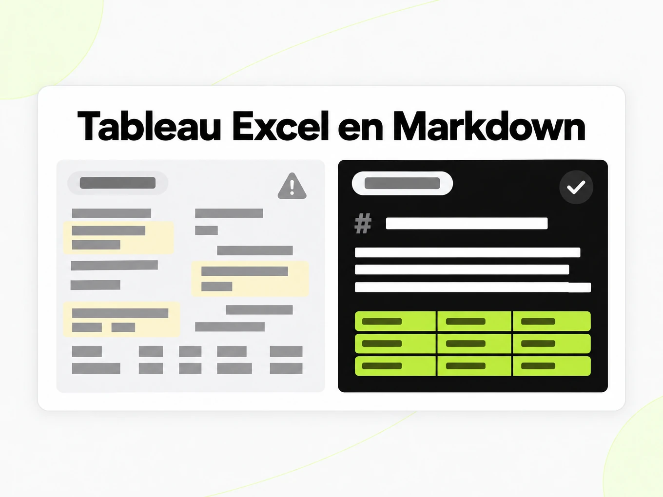 Tableau Excel en Markdown : tableau collé disloqué à côté de lignes Markdown propres