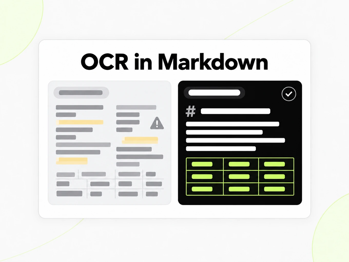 OCR in Markdown: testo incollato male accanto a una struttura Markdown pulita
