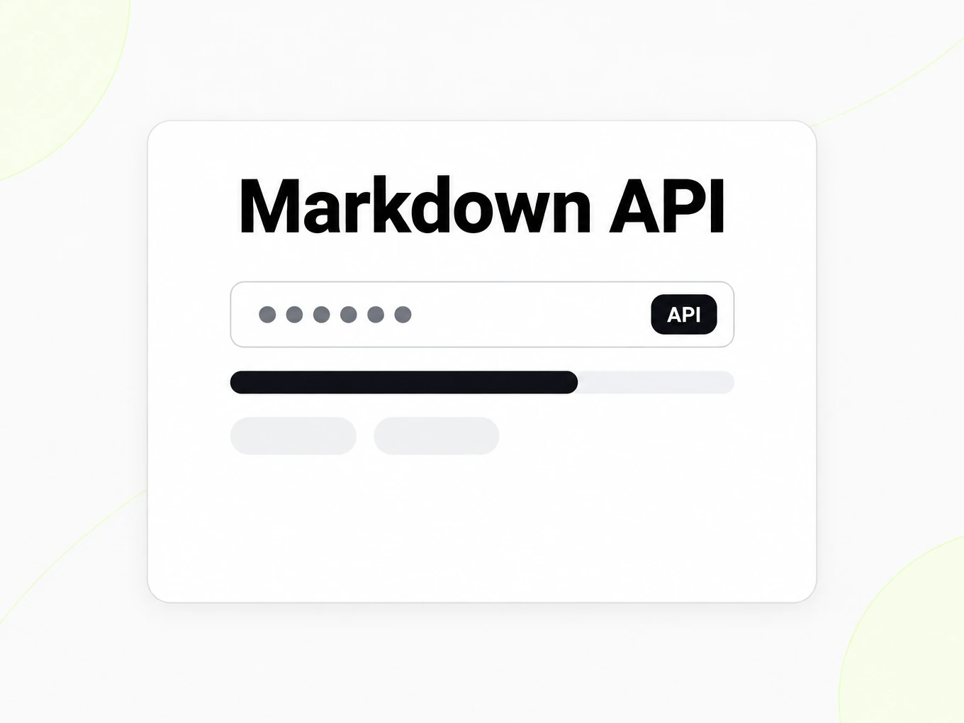 Markdown API: API 키, 사용량 미터, 요청 한도 그림(숫자 없음)