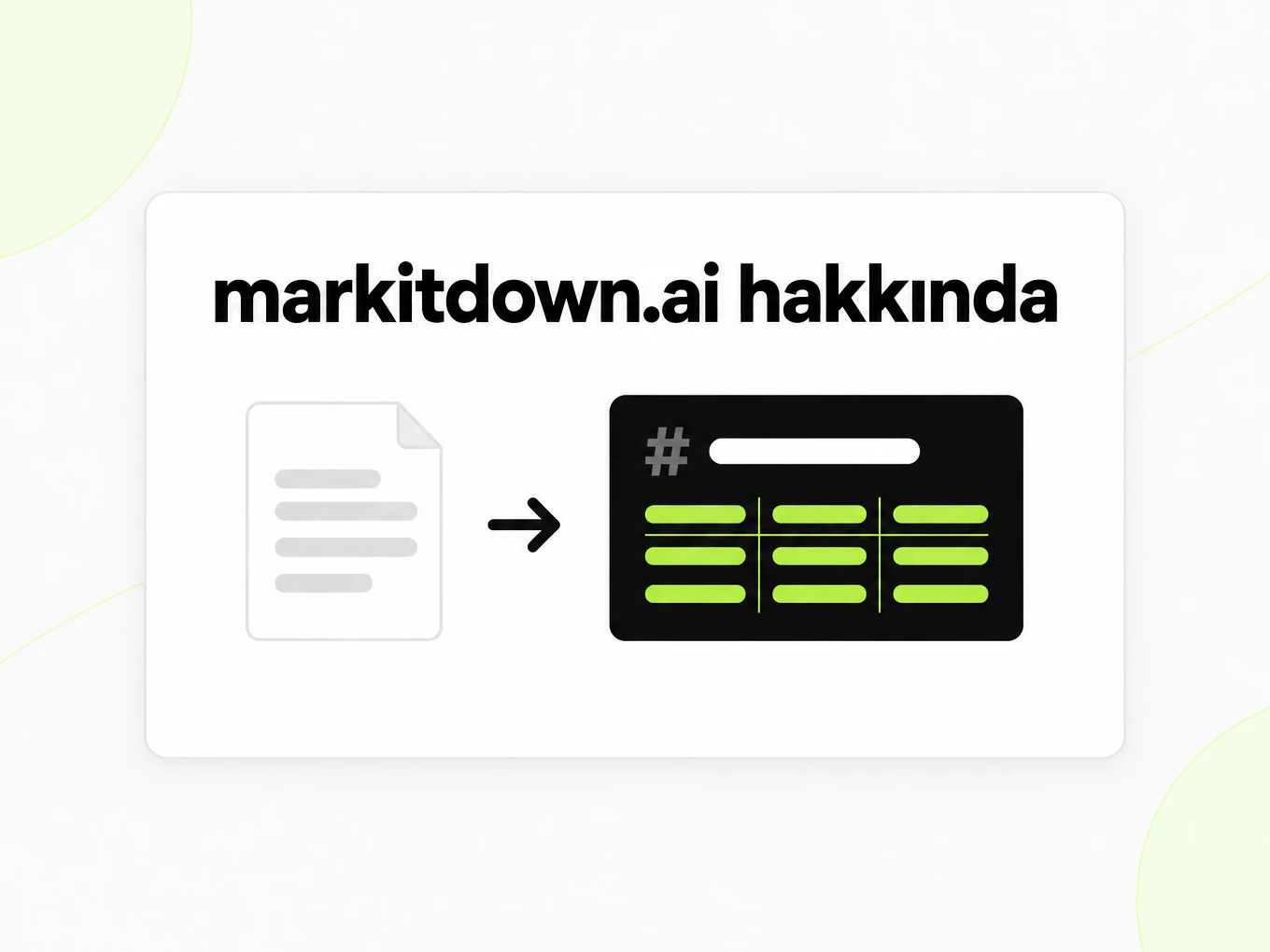markitdown.ai hakkında: bir belge sayfası Markdown penceresine dönüşür