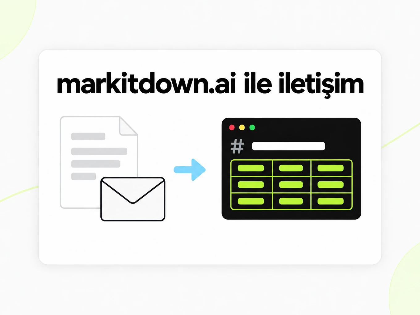 markitdown.ai ile iletişim: bir belge ve zarf Markdown penceresine dönüşür