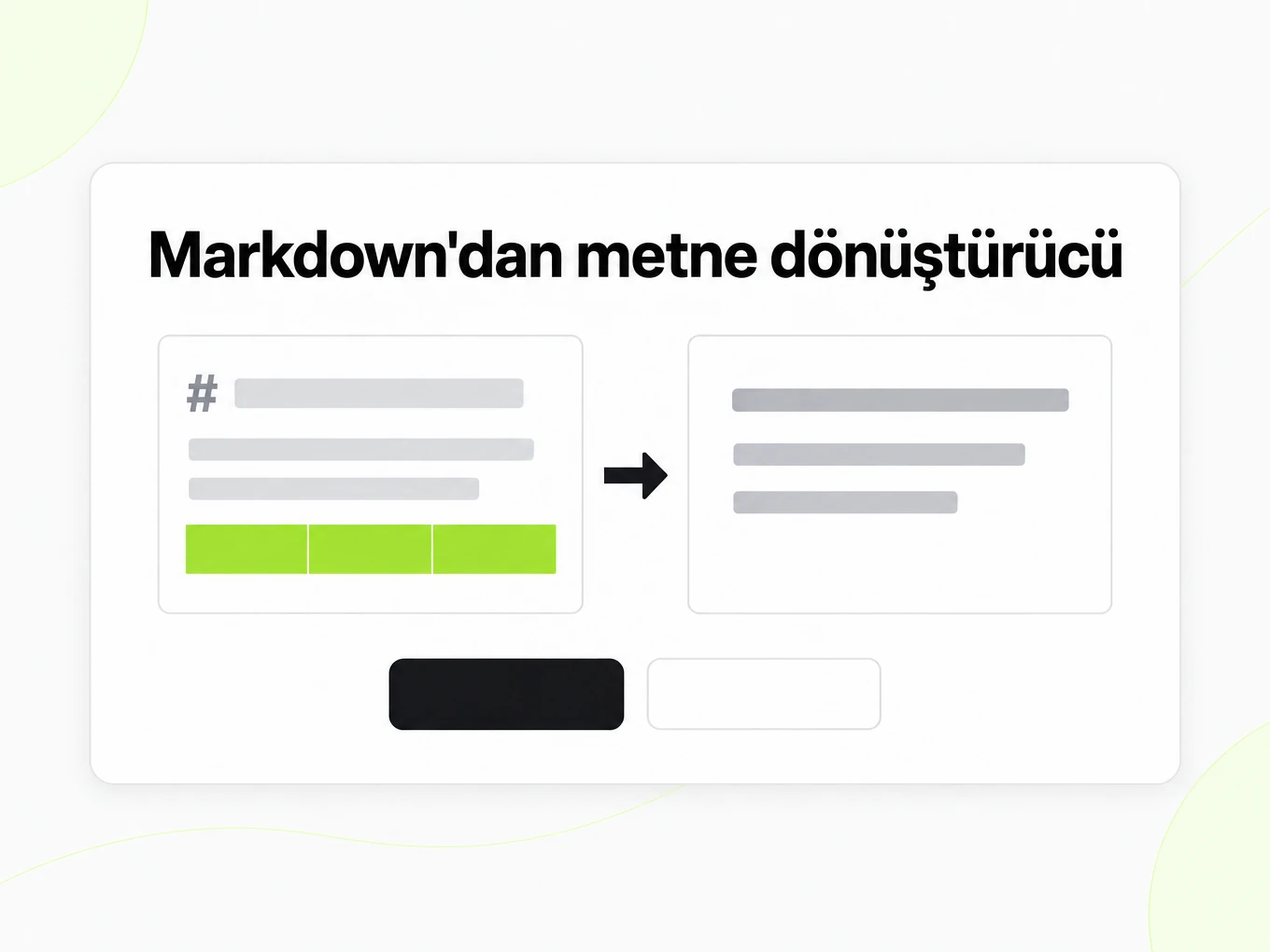 Markdown'dan metne dönüştürücü: Markdown editörü solda düz metin sayfasına dönüşür