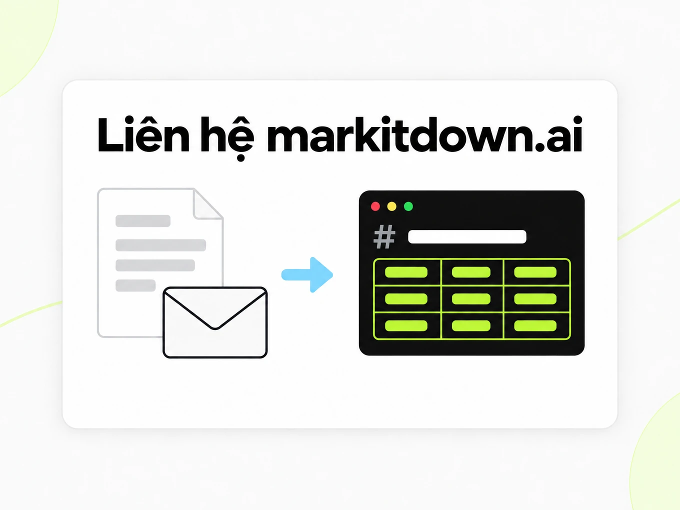 Liên hệ markitdown.ai: tài liệu và phong bì biến thành cửa sổ Markdown