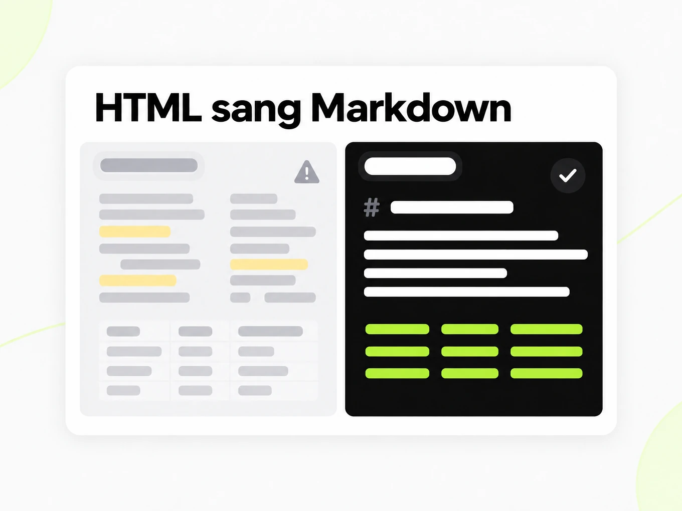 HTML sang Markdown: văn bản sao chép lộn xộn bên cạnh cấu trúc Markdown gọn gàng