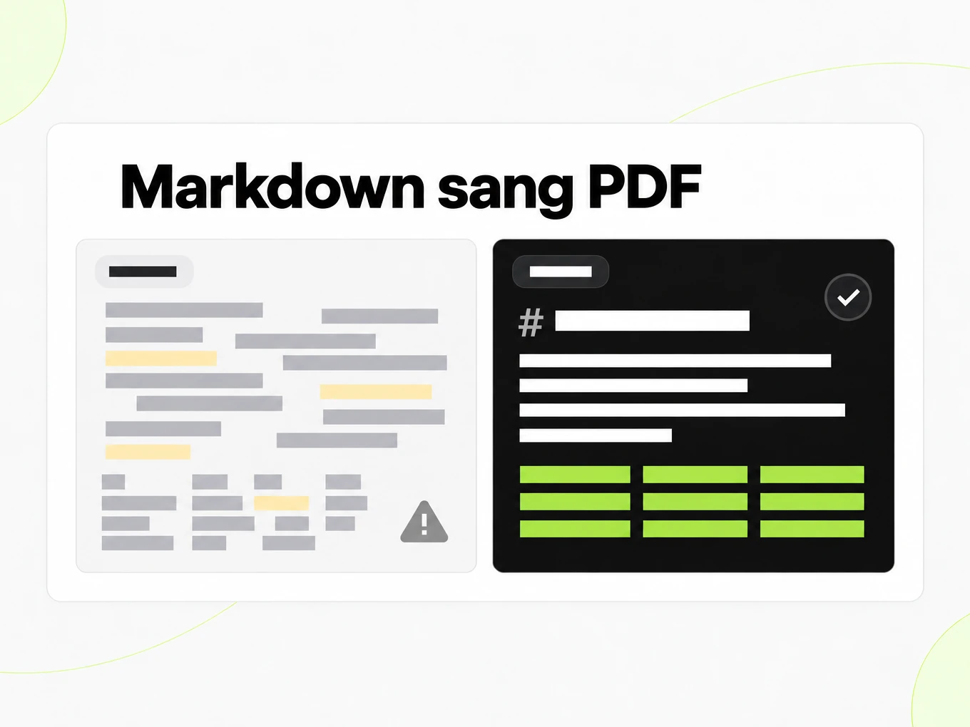 Markdown sang PDF: văn bản sao chép lộn xộn bên cạnh cấu trúc Markdown gọn gàng